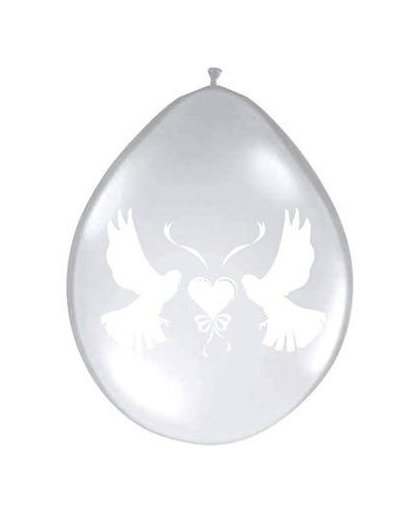 Romantische duiven trouwballonnen - 8 stuks - zilverkleurig
