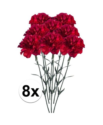 8x Rode Anjer kunstbloemen tak 65 cm Rood