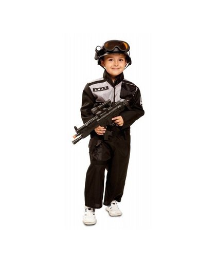 S.W.A.T. politie kostuum voor kinderen 5-6 jaar Zwart