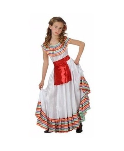 Mexicaans meisje kostuum met rood schortje 128 (7-9 jaar) Multi