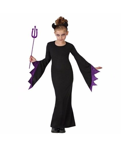Halloween - Halloween zwarte duivel kostuum voor meisjes 140 (10-12 jaar) Multi