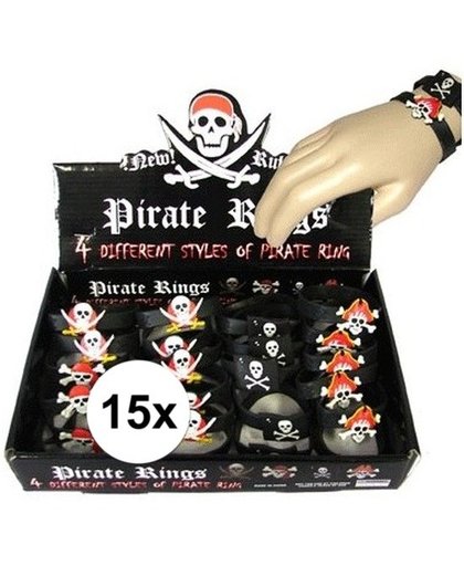 15x Piraten armbandjes voor kinderen Multi