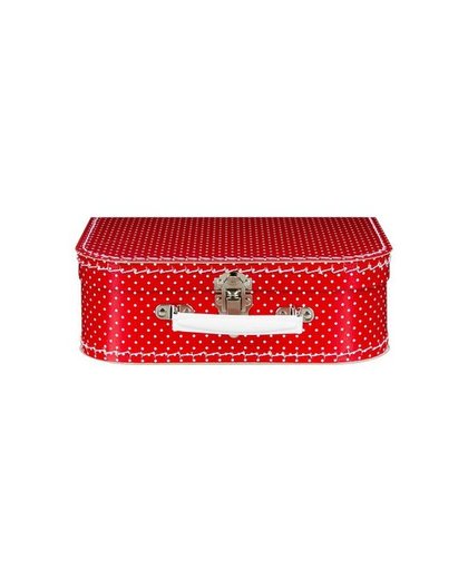Koffertje rood met witte stippen 25 cm Rood