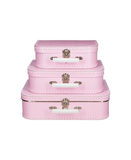 Koffertje roze met stippen wit 30 cm Roze