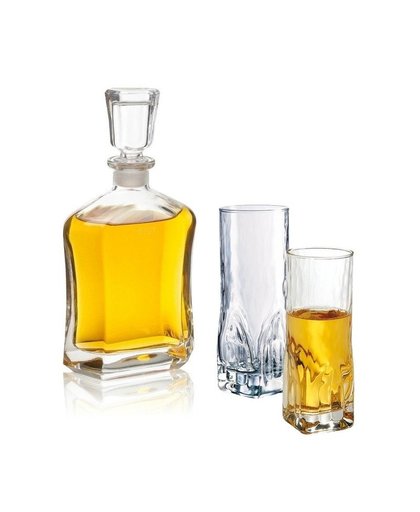 Whiskey karaf met twee hoge whiskey glazen 0,7 liter Transparant