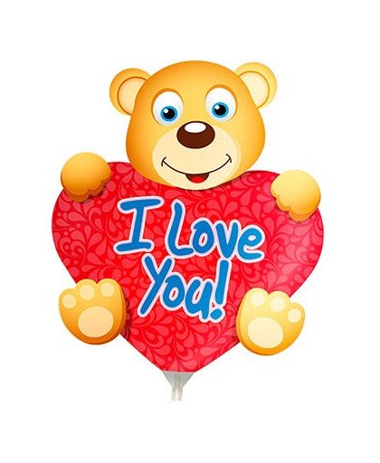 Mini figuurballon beer met hartje