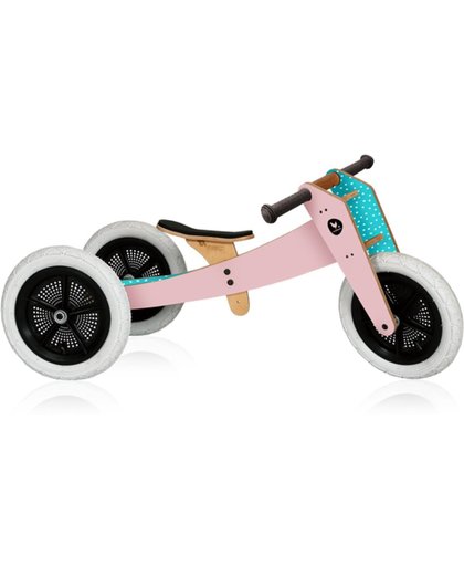 Wishbonebike houten loopfiets 3-bikes-in-1 roze