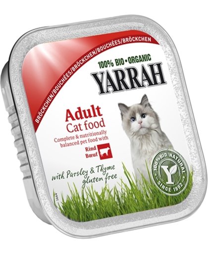 Yarrah biologisch kattenvoer chunks 6 x 100 g - kip met rund