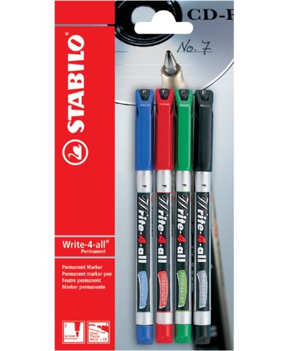 stabilo Cd marker Stabilo Write-4-All 156 blister à 4 stuks assorti fijn