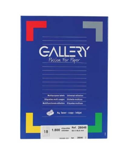 Gallery Witte Etiketten 66x46.6mm Ronde Hoeken
