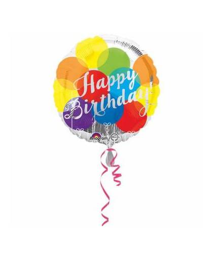 Helium ballon happy birthday zilver dots 43cm leeg