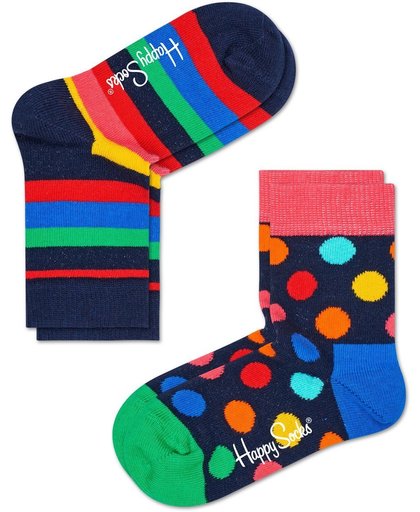 Happy Socks-Sokken-Kids Socks 2-Pack Stripes-Blauw