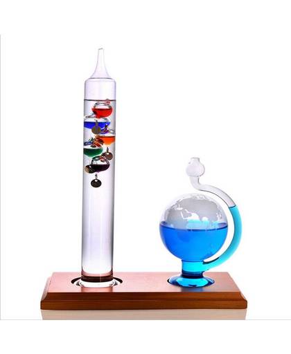 MyXL 9Pig/Kleurrijke 5 Ballen Galileo thermometer + Blauw Barometer Globe Weerbericht Fles Storm Glas/Kantoor Home Decor Ornament