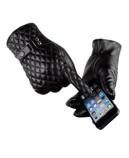 MyXL [Dexing] Zwart winter handschoenen mannen lederen Wanten Warm Houden Touchscreen Winddicht Rijden Handschoenen Mannelijke