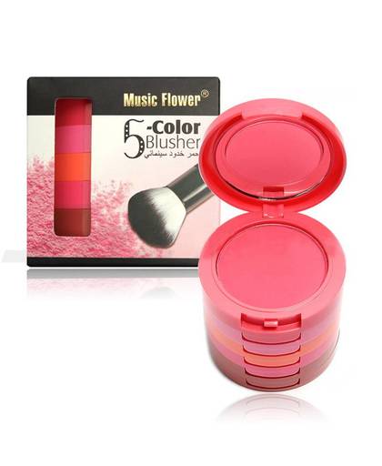 MyXL Muziek Bloem Vijf-verhaal Blush Palette langdurige Pigment 5 Kleuren Blusher Palet MakeMet Spiegel & borstel   Music Flower