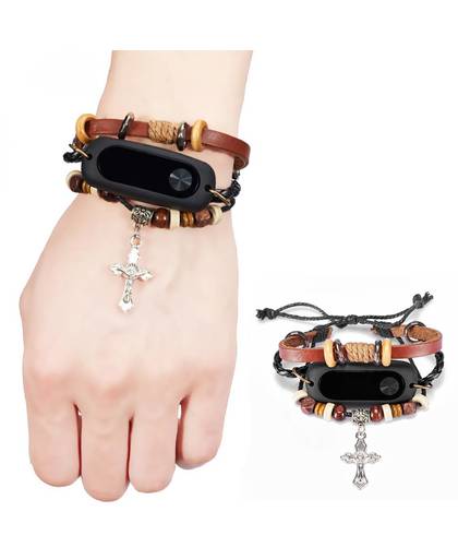 MyXL Gosear Breien Gesneden Kruisen Kralen Armband Vervanging Band Polsband voor Xiaomi Mi band 2 Xiomi XiamiMi Band Band2