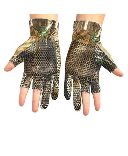 MyXL 1 Paar Anti Slip Elastische Vissen Handschoenen skid Antislip Vingerloze Jacht Vissen Kamp Gel Handschoen Camouflage Comfortabele Ne