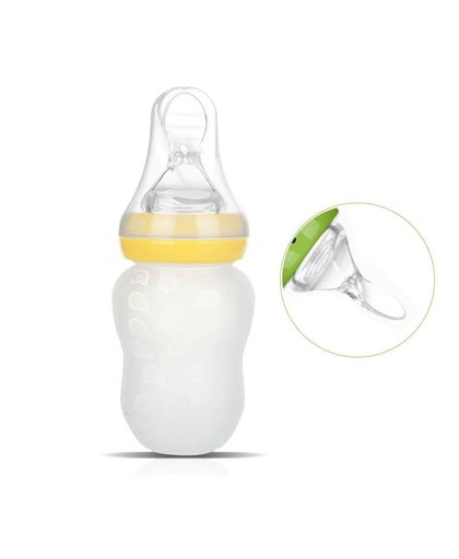 MyXL Zuigeling Silicagel Zuigfles Met Lepel Pasgeboren Baby Kids Voedsel Supplement Rijstgraangewas Flessen en Melk fles 2 Gebruik In 1