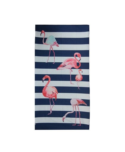 MyXL Flamingo Zipsoft Microfiber Handdoek Donkerblauw Grote Handdoek Gedrukt Reizen Sneldrogende Sport Zwemmen Bad Camping75 * 150 cm