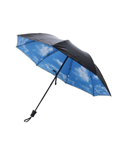 MyXL Zomer 3D Mini Vouwen Regenachtige Paraplu Zon Parasol Blauwe Hemel Witte Wolken Gedrukt Zon Uv Regendicht Paraplu