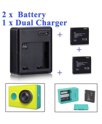 MyXL xiaomi yi batterij 2 stks 1010 mah xiaoyi batterij + xiaoyi dual charger voor xiaomi yi action camera xiaomi yi accessoires