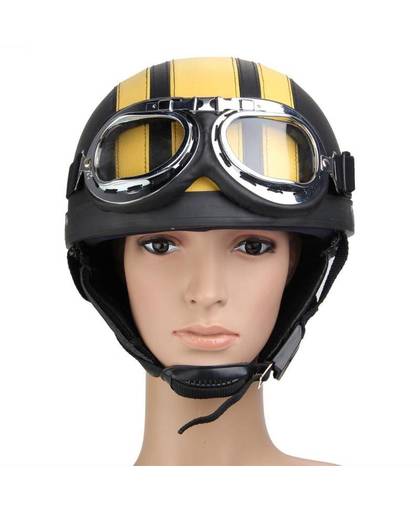 MyXL CARCHET Motorhelm Unisex Fiets Helmen Motorfiets Motor Open Gezicht Half Helm + Vizier + Veiligheidsbril