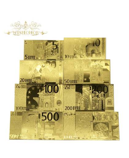 MyXL Wishonor 8 stks/partij Euro Bankbiljetten 5 10 20 50 100 200 500 1000 Euro Gold Bankbiljetten in Vergulde Replica Voor Mooie Geschenken