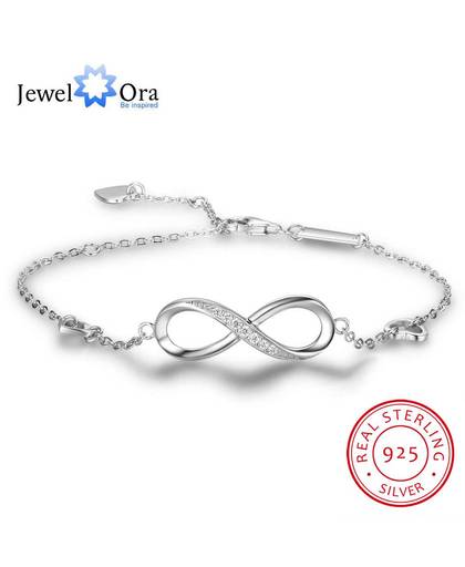 MyXL Oneindige Liefde 925 Sterling Zilveren Armbanden Voor Vrouwen Bruiloft Verstelbare Armbanden & Bangles Anniversary(JewelOra BA102057)