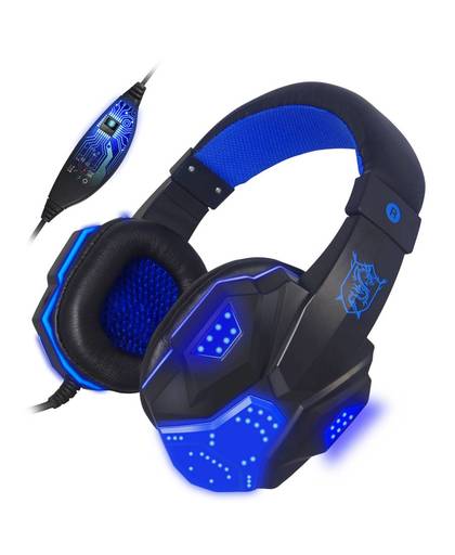 MyXL Bass Stereo Gaming Headset Cool gloeiende hoofdtelefoon Voor Computer Spy PC Gamer oortje Lichtgevende Grote Oortelefoon Met Micro LED Licht