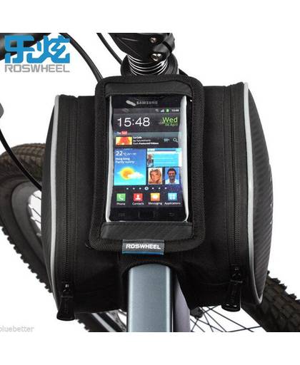 MyXL Roswheel 1.8L Fietsen Voor Tube Frame Bag Touchscreen Bike Pannier Fiets Dubbele Telefoon Pouch voor 4.8/5.5 inch Cellphone