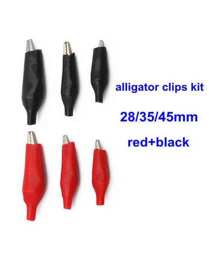 MyXL Phiscale 60 stks alligator clips 28mm 35mm 45mm crocodile clips 3 waarden x 20 stks (rood + zwart elk 10 stks) alligator clips kit