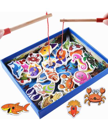 MyXL Baby Educatief Speelgoed 32 Stks Vis Houten Magnetische Vissen Speelgoed Set Vis Game Educatief Vissen Speelgoed Kind Verjaardag/Kerst