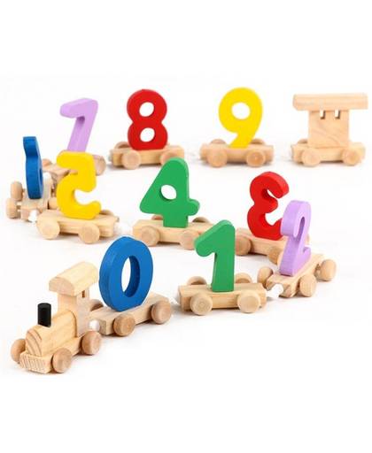 MyXL SUKIToy Math Hout Trein Figuur Model Speelgoed met Nummer Patroon 0 ~ 9Vroeg Leren Tellen Materiaal voor Kinderen 18*8*8.5 cm