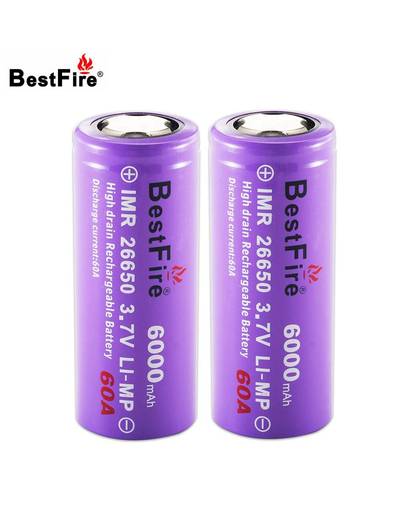 MyXL Bestfire 26650 Batterij 3.7 V Ion 6000 mAh 60A Oplaadbare Batterij voor E Sigaret Zaklamp Led Zaklamp 2 stks/partij