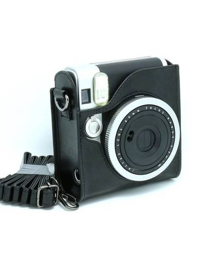 MyXL Fujifilm Instax Mini 90 Camera Lederen Tas Zwarte Kleur met Schouderriem