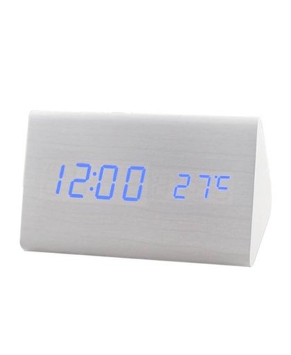 MyXL Spraakbesturing Kalender Thermometer e Hout Houten LED Digitale Wekker USB/AAA Wit Hout Blauw LED