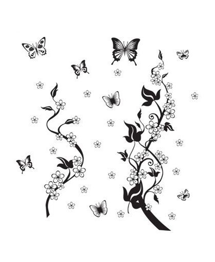 MyXL [Fundecor] sticker op de koelkast zwarte vlinder wijnstok bloem muurstickers keuken decoratie decals op de meubels