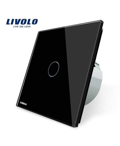 MyXL Livolo EU standaard Wandlamp Touch Schakelaar, AC 220 ~ 250 V, VL-C701-12, Black Crystal Glass Switch Panel