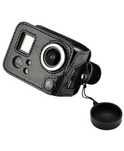 MyXL Amkov AMK-GPRO Camera case voor gopro hero 3 Lederen Action Camera Case voor Gopro HERO 3 HERO 4 Beschermende Frame Gopro Acessorios