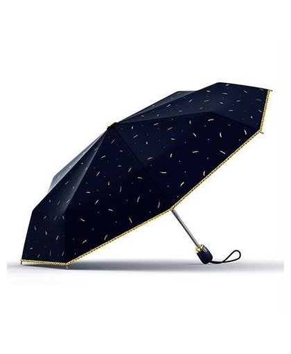 MyXL Zomer Vrouwen Opvouwbare Paraplu Anti UV Zwarte Coating Zon Automatische Paraplu RegenDonkerblauw Mode Veer Stijl Parasol