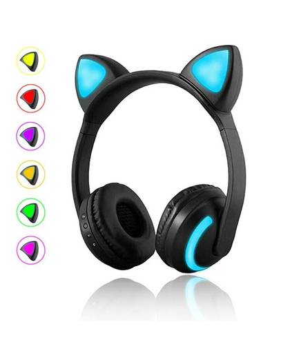 MyXL Draadloze Bluetooth Cat Ear Hoofdtelefoon ihens5 C5 Opvouwbaar LED Gloeiende Cosplay Fancy Kat Headsetvoor meisjes kids Telefoons