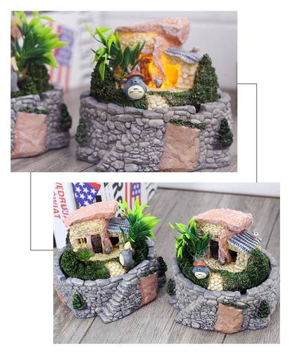 MyXL Micro-landschap Craft Office Desktop geschenken Asbak Decoratie Tigers Hars Totoro Asbak handwerk Ronde Lichter Ash Doos