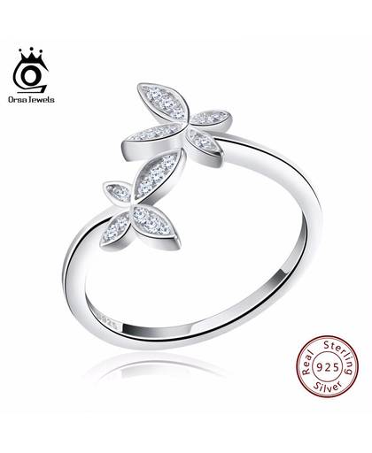 MyXL ORSA JUWELENZilver 925 Verstelbare Ringen Bloem Ontwerp Sterling Zilveren Ring met Oostenrijkse Zirconia voor Vrouwen SR10   ORSA JEWELS