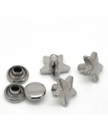MyXL Hoomall Kledingstuk Klinknagels 50 Sets Silver Tone Star Spike Rivet Studs Spots Voor Kleding 9x9mm 8x4mm