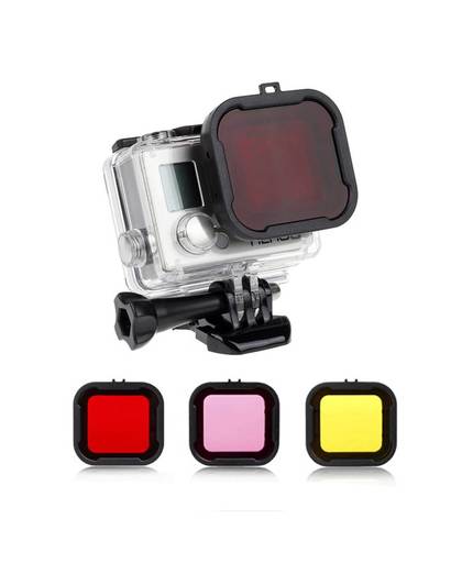 MyXL 3 stks/set 3-in-1 Geel/Rood/Magenta Onderwater Kleuren Kubus Dive Filter Duiken Lens voor GoPro Hero 3 + 4