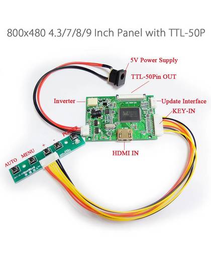 MyXL 800x480 4.3 Inch 7 8 9 Inch HDMI 1080 P om 50Pin TTL Signaal LED LCD universele Controller Board + 5Key Knop + DC AT070TN92