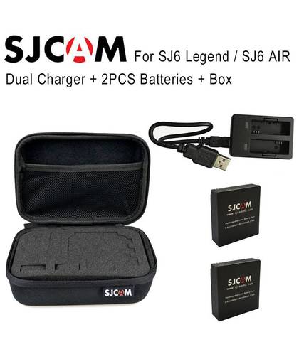 MyXL Originele 2 STKS Batterij 1000 mAh Oplaadbare Li Dual Charger + SJCAM Medium Size Opbergdoos voor SJ6 actie Camera