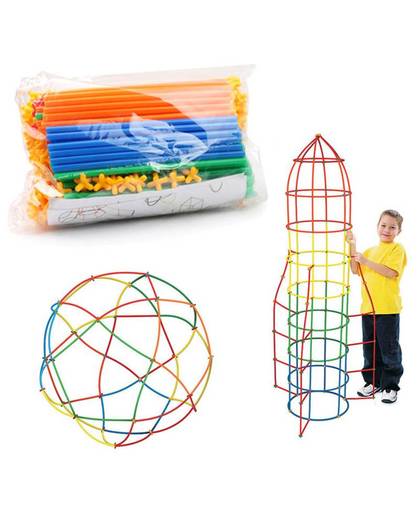 MyXL 100/200 stks Gemonteerd Bouwstenen Speelgoed Kinderen Educatief Kleurrijke Plastic Stro Vechten Geplaatst Blokken Kerstcadeau