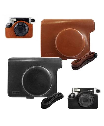 MyXL Carry Schouderriem Tas Case Case Shell Voor FUJIFILM Instax Breed 300 Fuji Instant Film Camera Zwart Bruin