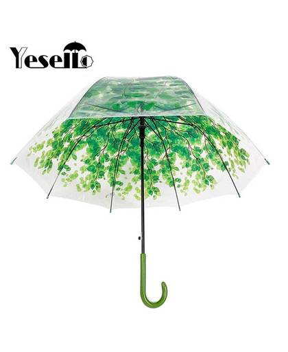 MyXL Yesello 1 STKS Rainny Sunny Prinses Dome Bubble Paraplu Bladeren Transparante Leuke Paraplu Leuke Clear voor Vrouwen